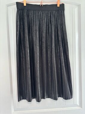 Women's Black Pleated Midi Skirt